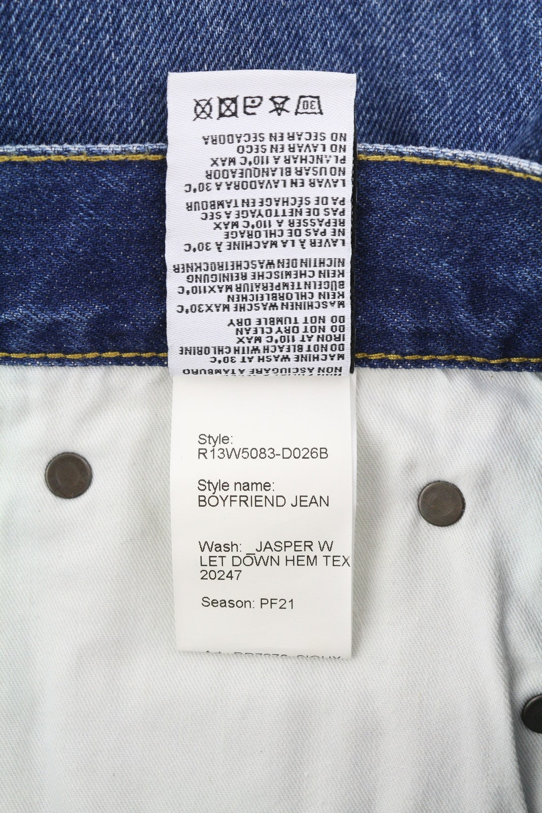 R13 Boyfriend Women Jeans 27 Jasper Let Down Hem Faded Ankle RRP525