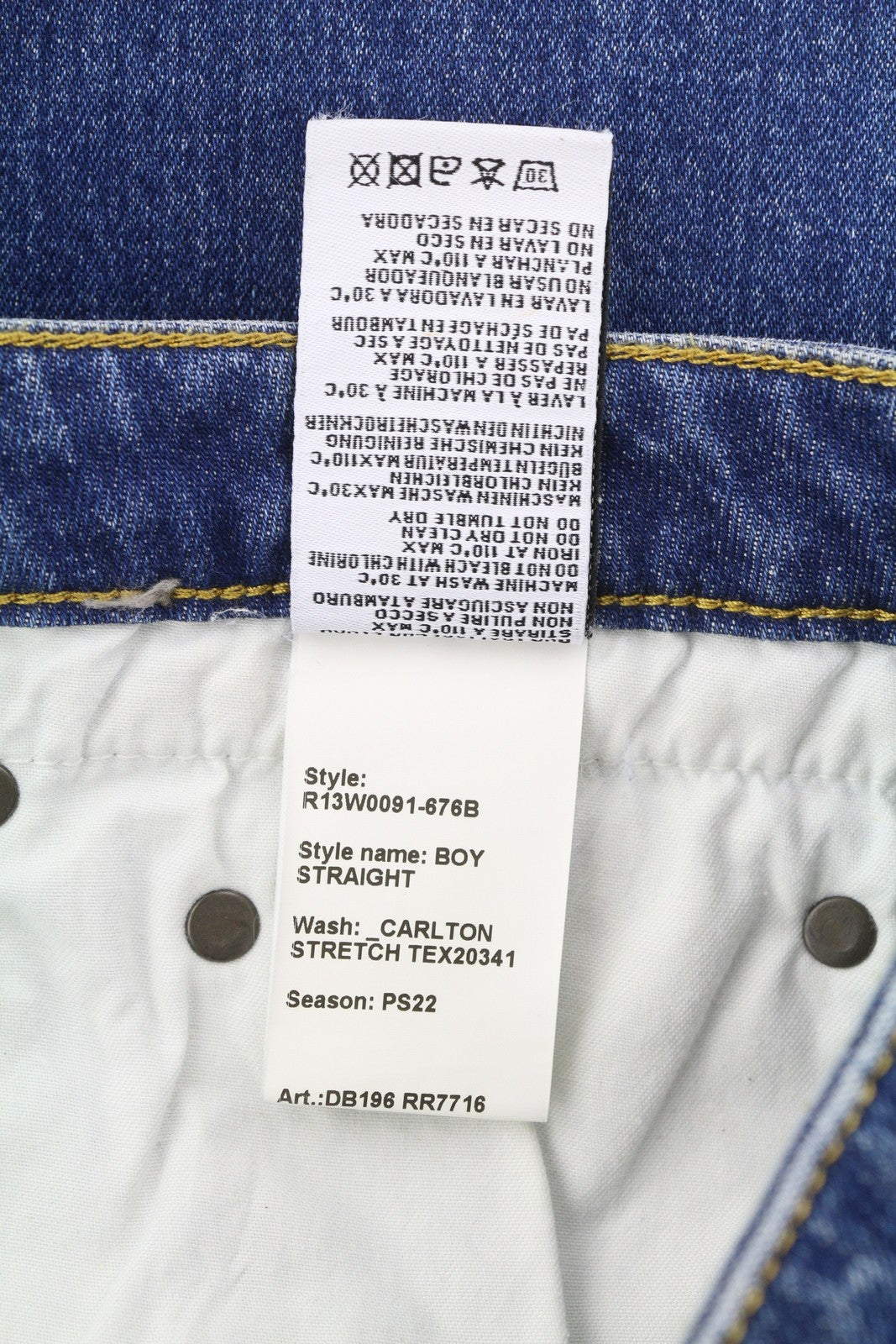 R13 Boy Women Jeans 27 Carlton Stretch Straight Ankle Blue Denim RRP495