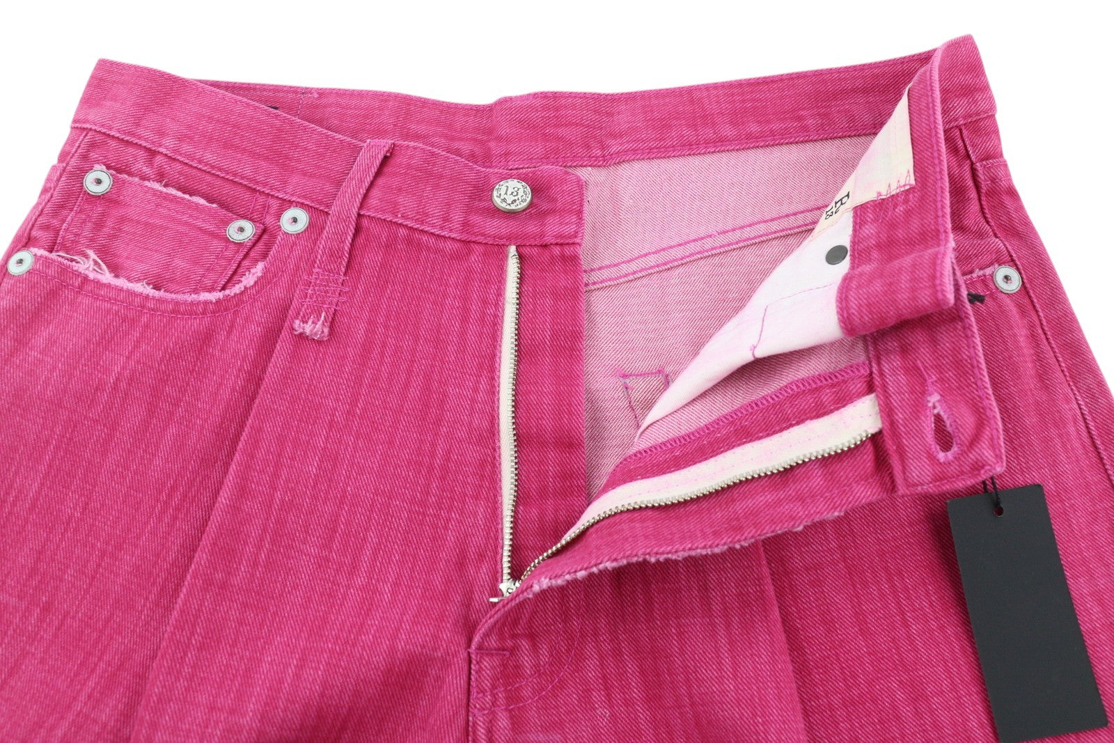 R13 Damon Pleated Women Jeans 27 Vivid Pink Flared Zip Logo RRP595