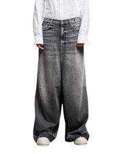 R13 Jesse Women Jeans 27 Vintage Grey Wide Leg Drop Crotch RRP725