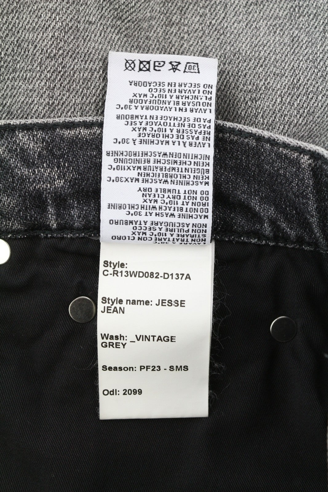 R13 Jesse Women Jeans 27 Vintage Grey Wide Leg Drop Crotch RRP725