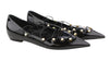 Black Leather Flats