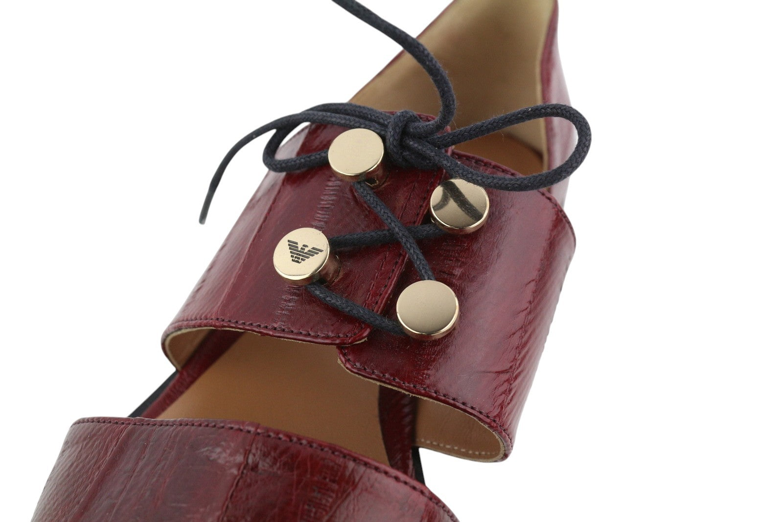 EMPORIO ARMANI X3D227 Women Flats EU37 Burgundy Ballet Almond Straps