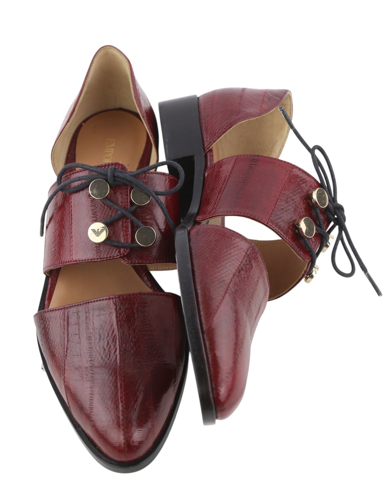 EMPORIO ARMANI X3D227 Women Flats EU37 Burgundy Ballet Almond Straps