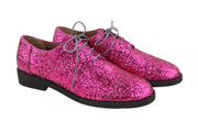 EMPORIO ARMANI Women Shoes EU37 Pink Glitter Leather Lace Up Casual