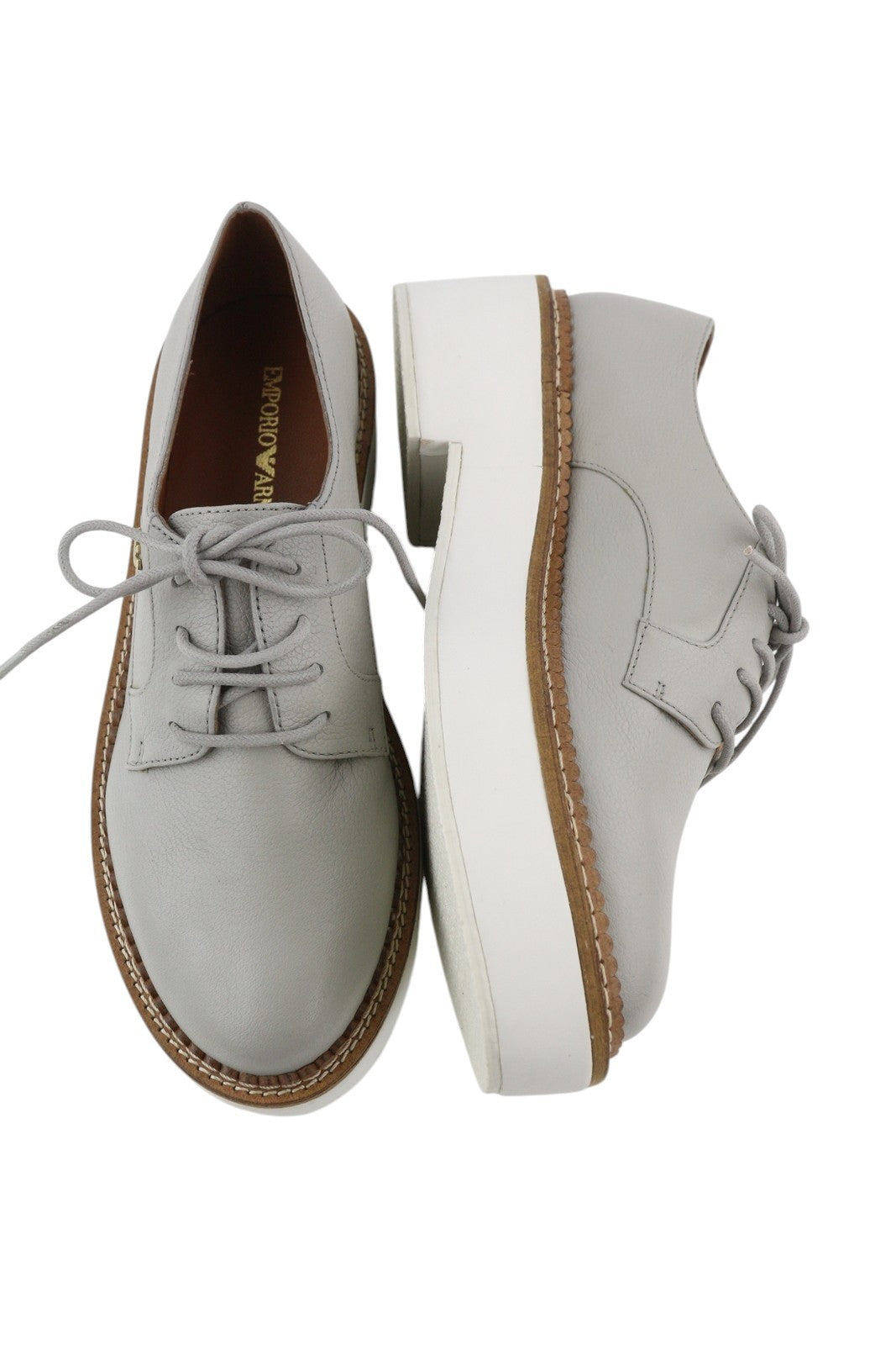 EMPORIO ARMANI X3C139 Women Shoes EU37 Grey Platform Oxford RRP226