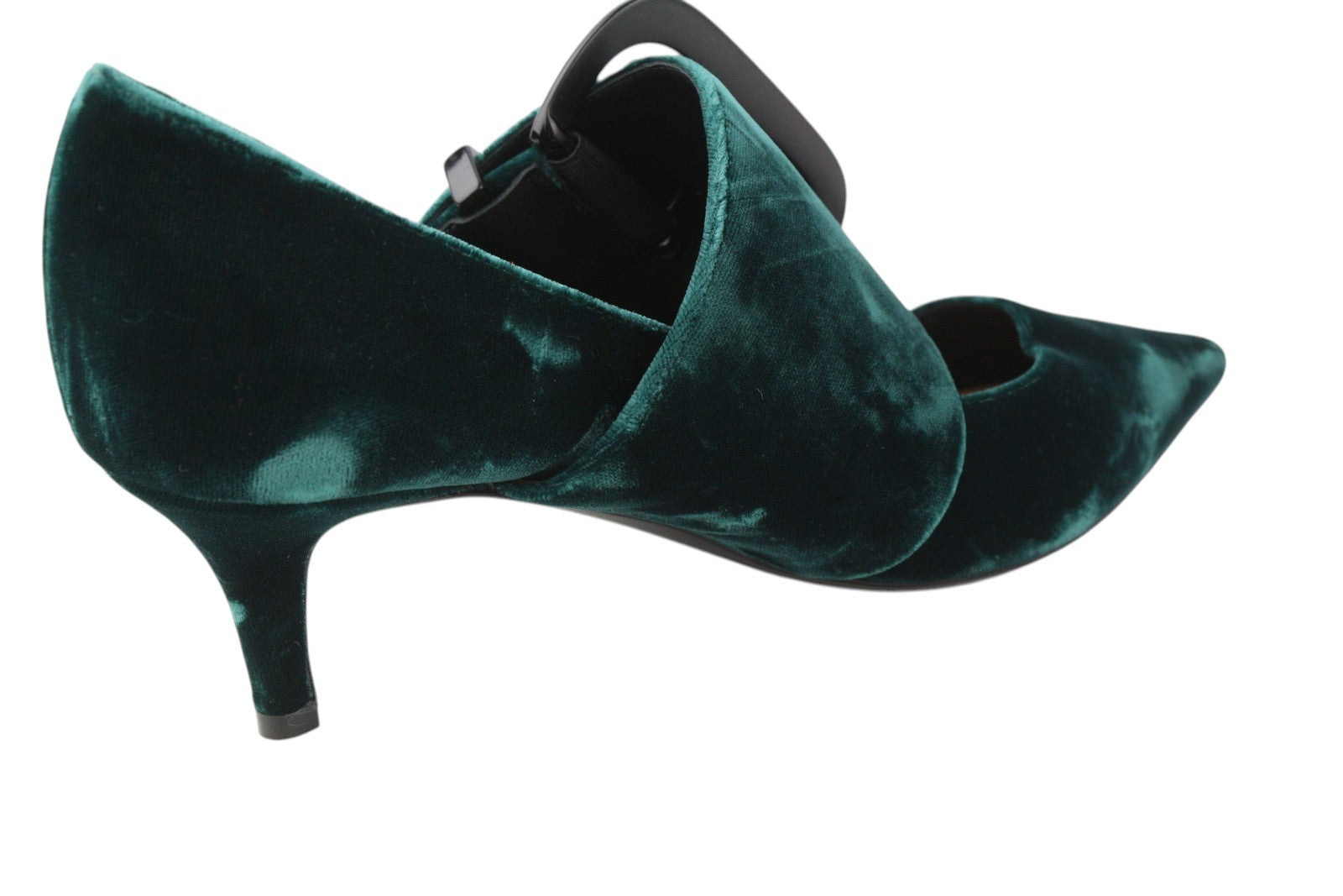 EMPORIO ARMANI Women Heels EU37 Dark Green Velvet Buckle Pointed