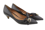 EMPORIO ARMANI Women Heels EU37 Black Leather Gold Buckle Pointed
