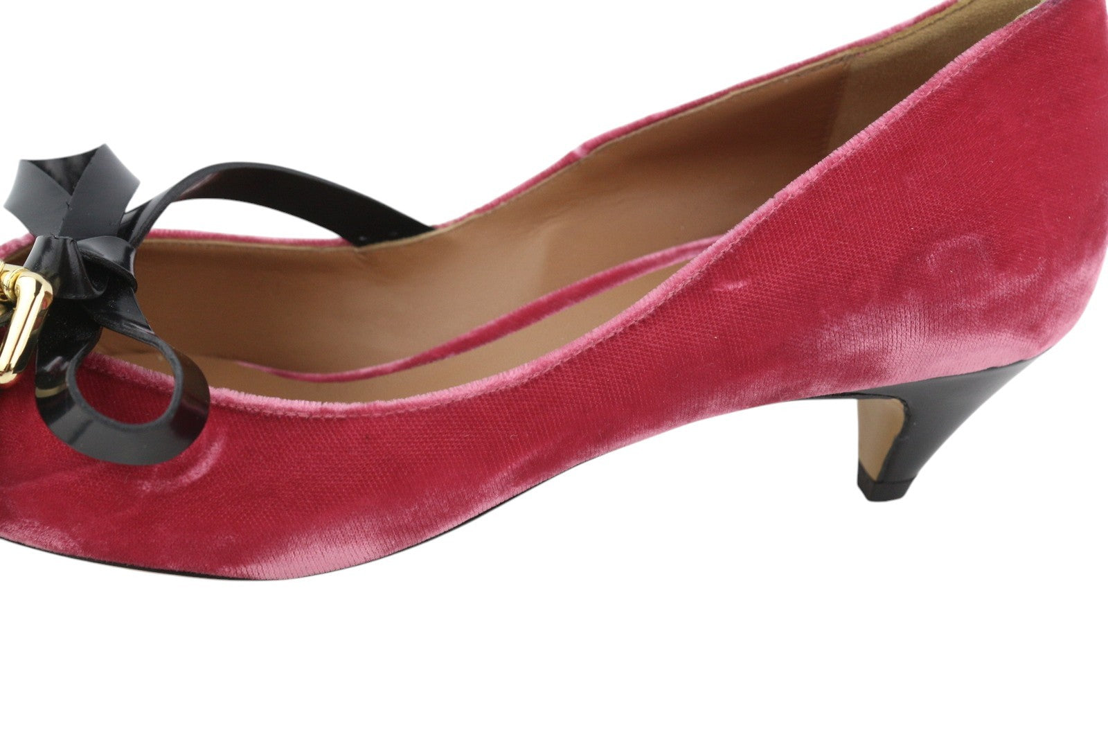 EMPORIO ARMANI X3E335 Women Heels EU37 Pink Velvet Bow Decollete