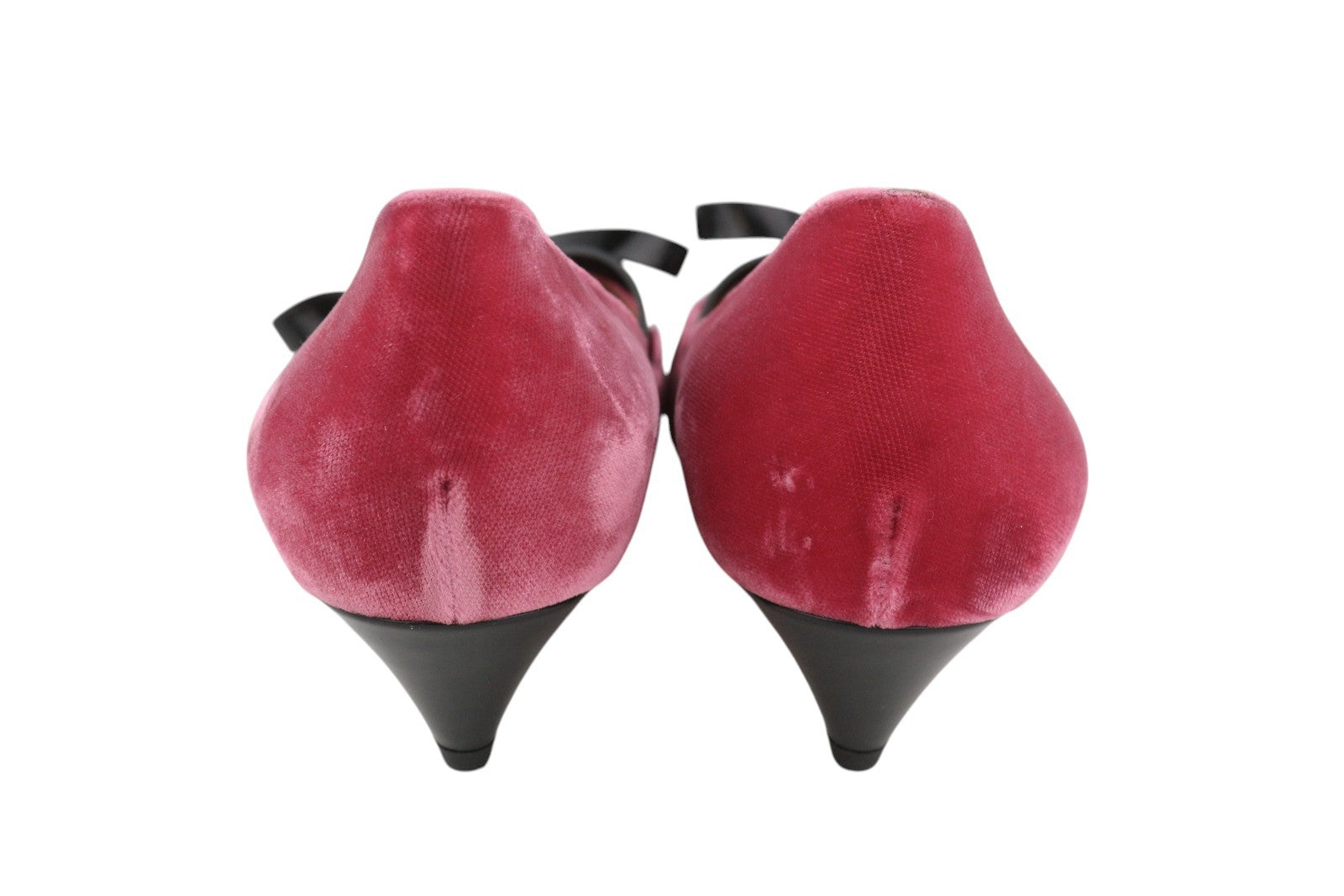 EMPORIO ARMANI X3E335 Women Heels EU37 Pink Velvet Bow Decollete