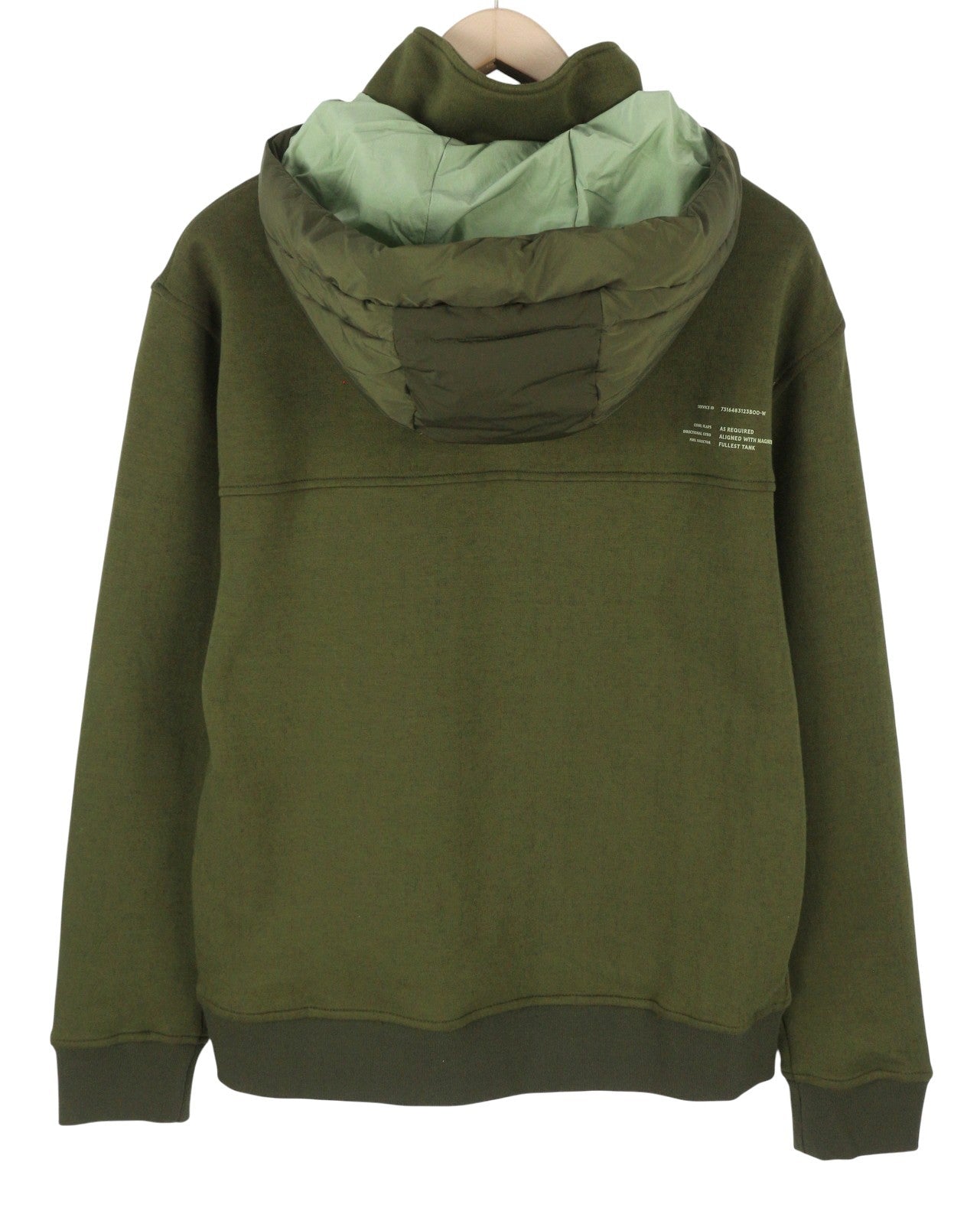 SCOTCH & SODA Men Hoodie M Green Padded Hood Patch Pocket Half Zip Pull On