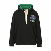 SCOTCH & SODA Men Hoodie M Black Cotton Embroidered Kangaroo Pocket Pull On