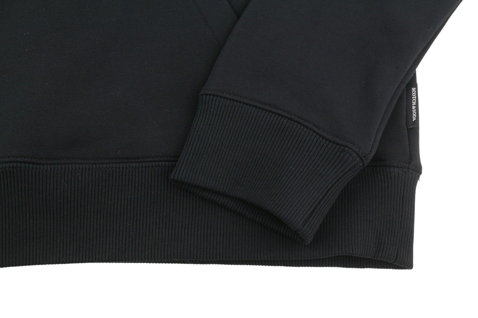 SCOTCH & SODA Men Hoodie M Black Cotton Embroidered Kangaroo Pocket Pull On