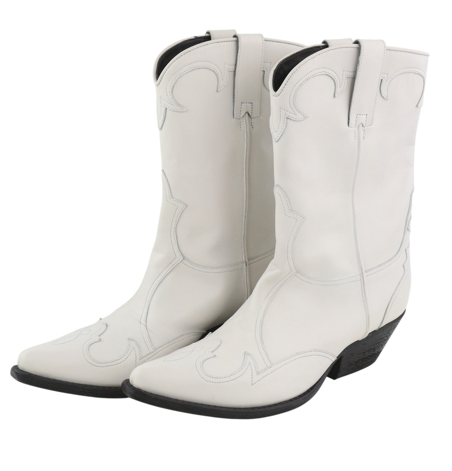 EMPORIO ARMANI X3N137 Women Boots EU37 Light White Leather Cowboy Pointed