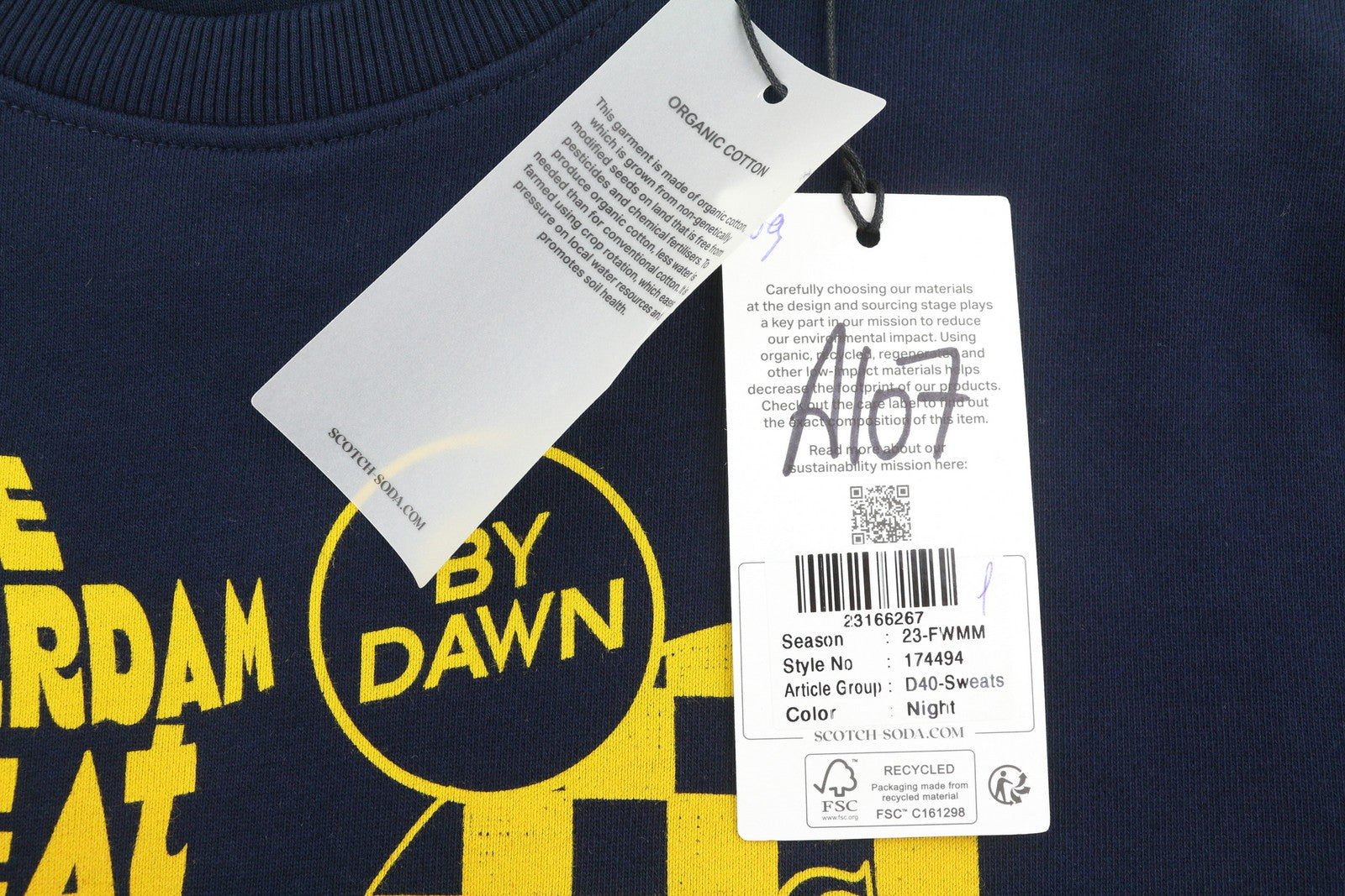 SCOTCH & SODA Men Sweatshirt M Dark Blue Crew Neck Pull On Long Sleeved