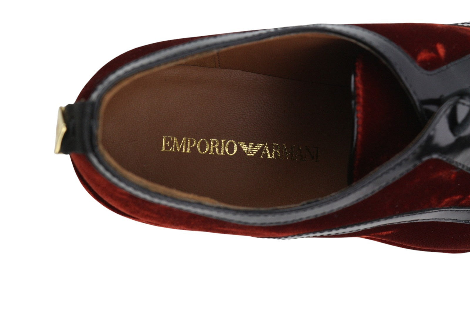 EMPORIO ARMANI Women Shoes EU37 Burgundy Velvet Platform Lace Up