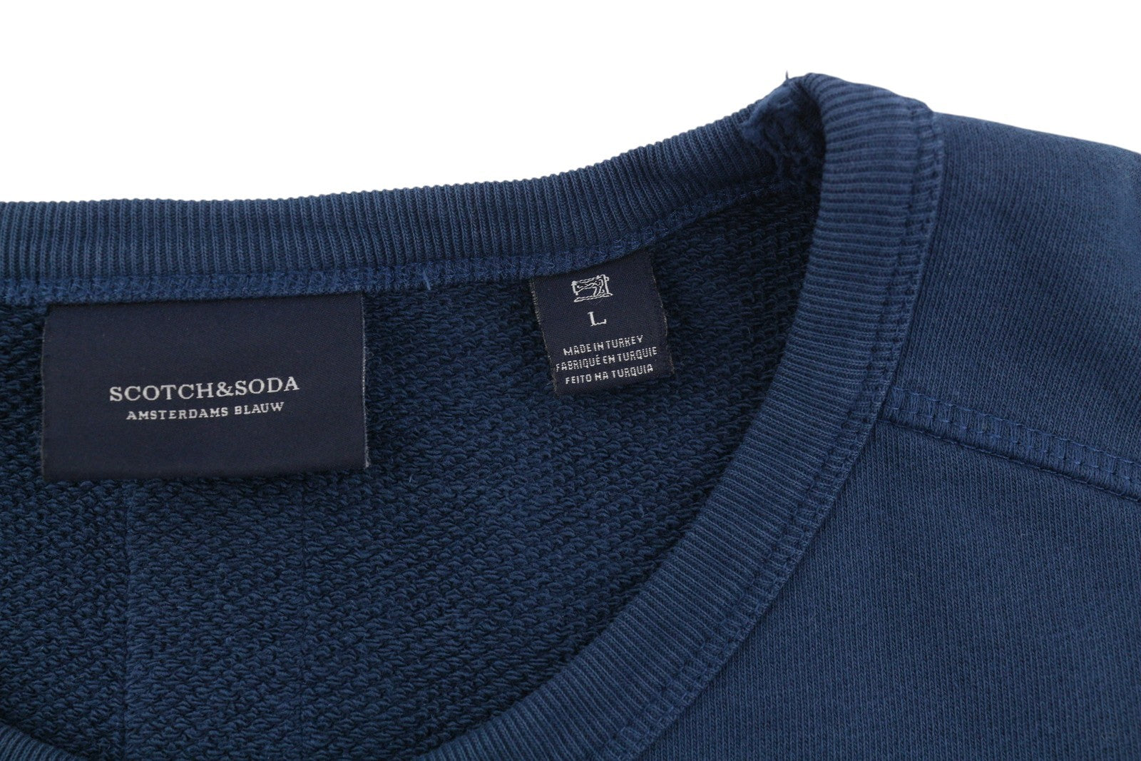 SCOTCH & SODA Men Sweatshirt L Dark Blue Crew Neck Pull On Long Sleeve