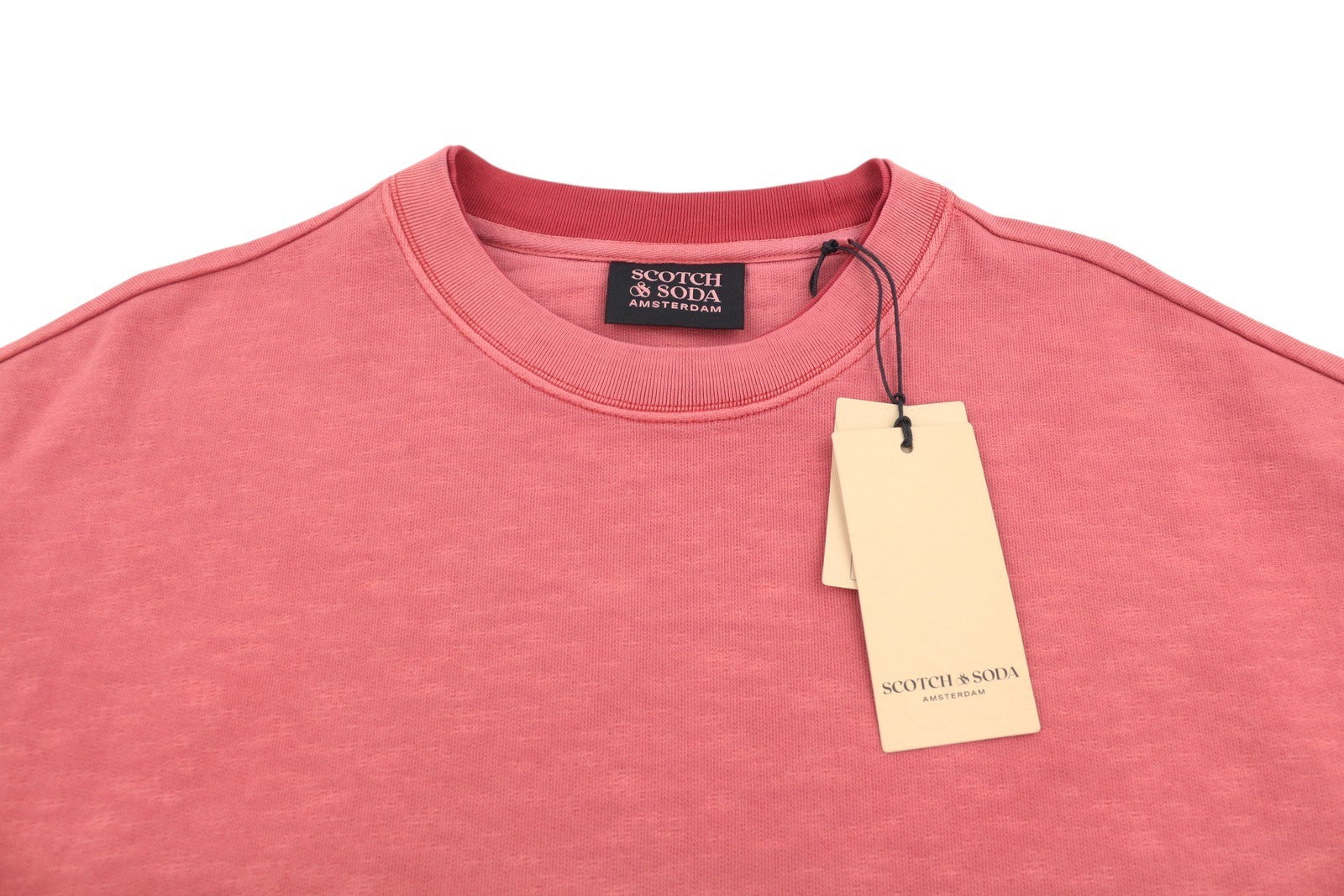 SCOTCH & SODA Men Sweatshirt L Dusty Red Faded Crew Neck Oversized Pull On