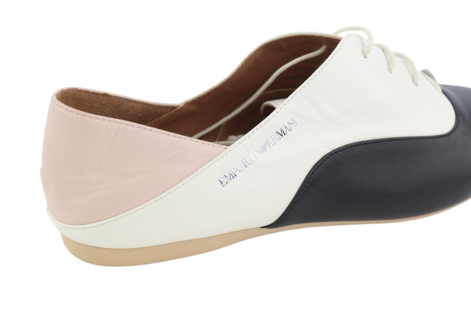 EMPORIO ARMANI Women Shoes EU37 Leather Almond Toe Lace Casual