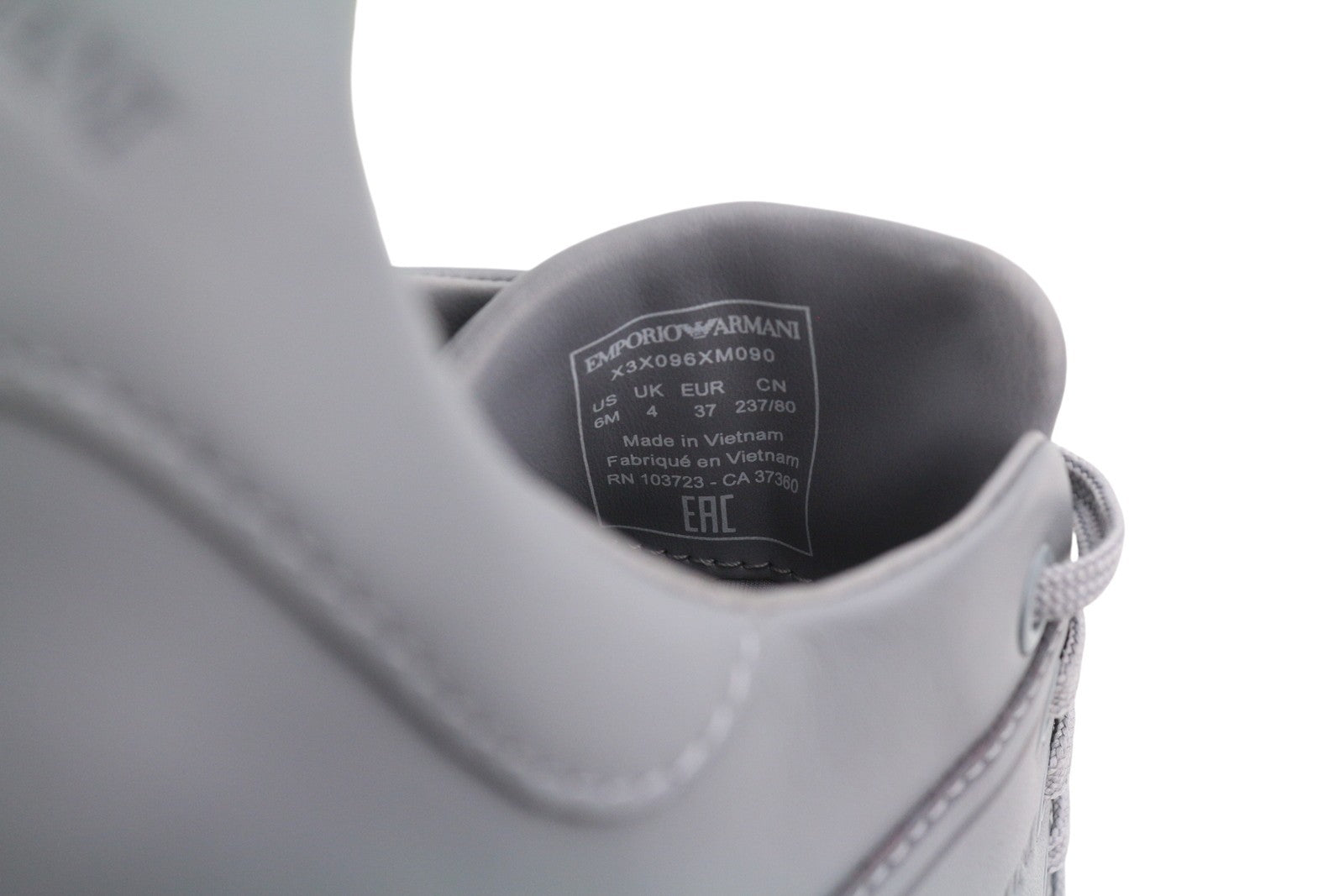 EMPORIO ARMANI X3X096 Women Sneakers EU37 Grey Leather Low Top RRP169