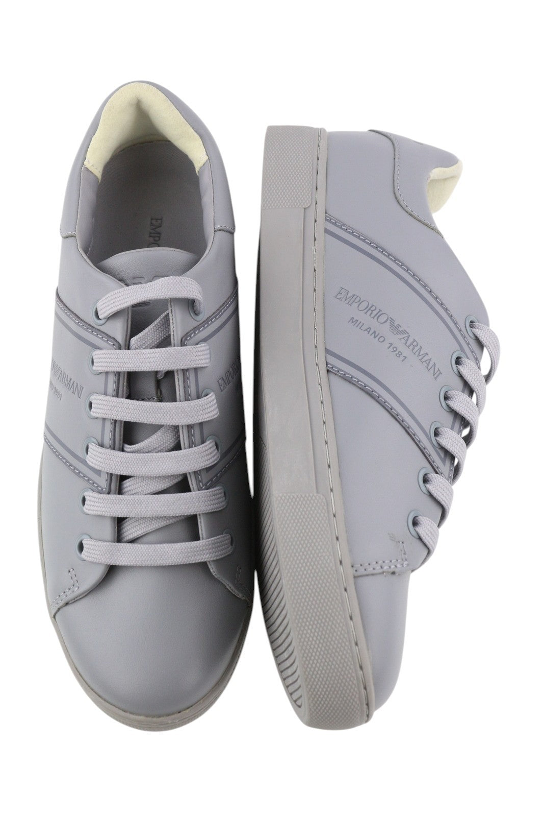 EMPORIO ARMANI X3X096 Women Sneakers EU37 Grey Leather Low Top RRP169