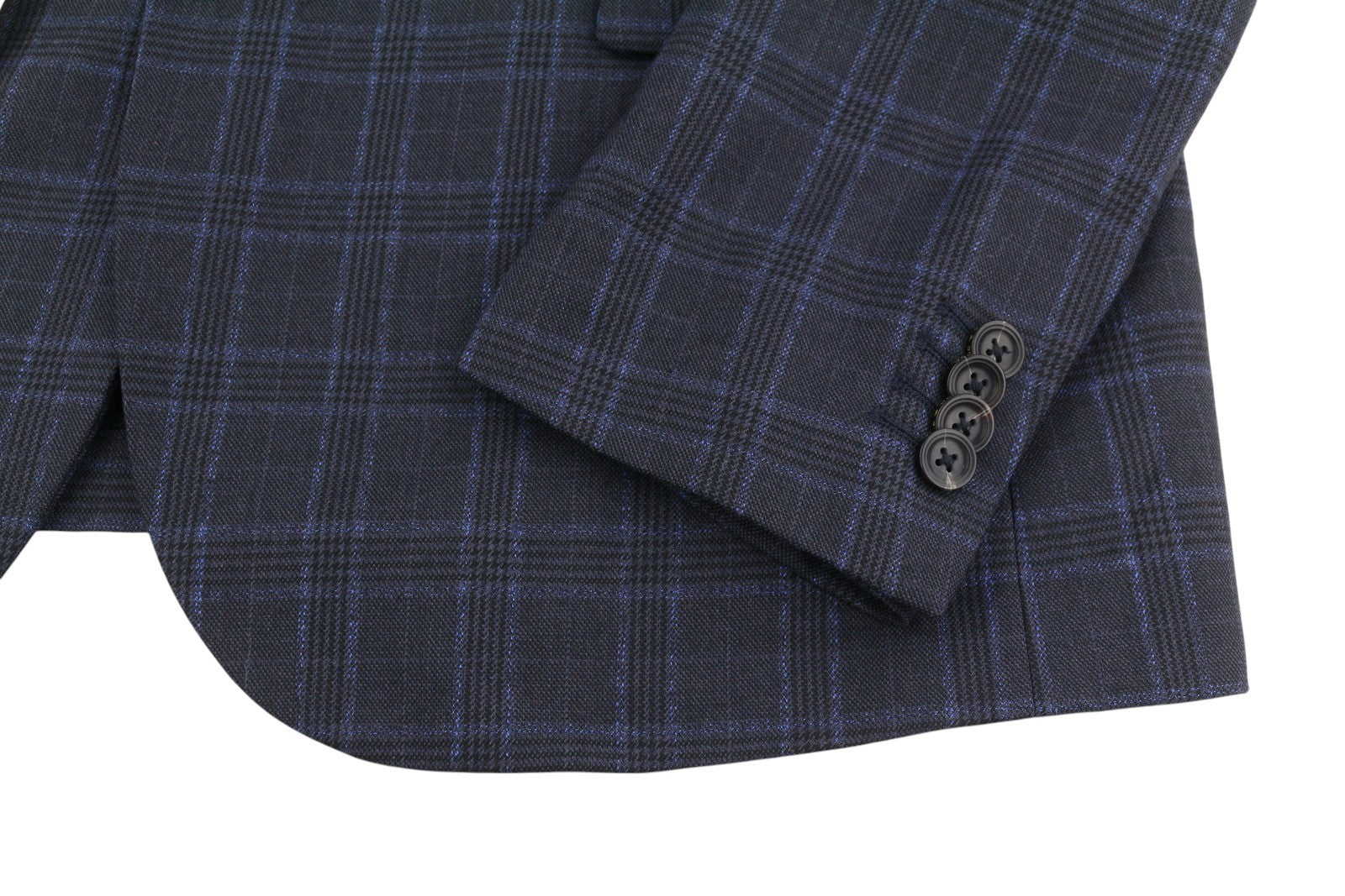 SCOTCH & SODA Men Blazer M Navy Blue Check Wool Blend Peak Lapel Single-Breasted