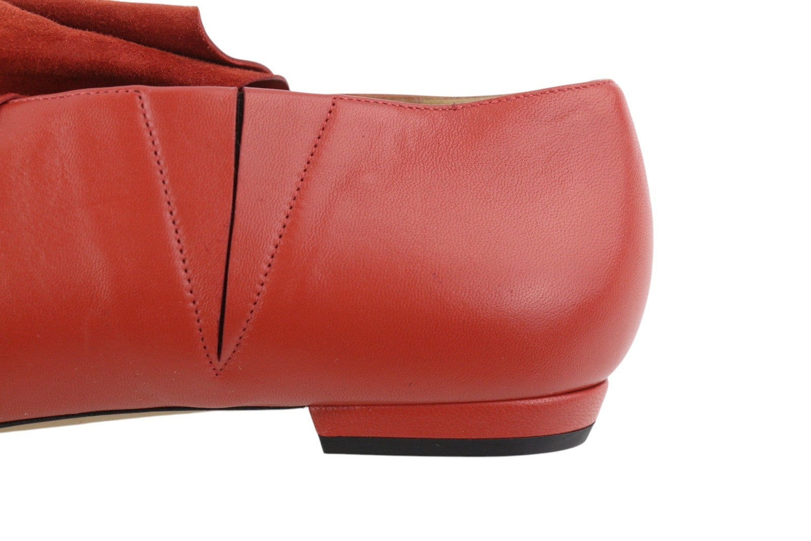 EMPORIO ARMANI X3D223 Women Flats EU37 Red Leather Pointed Slip Casual