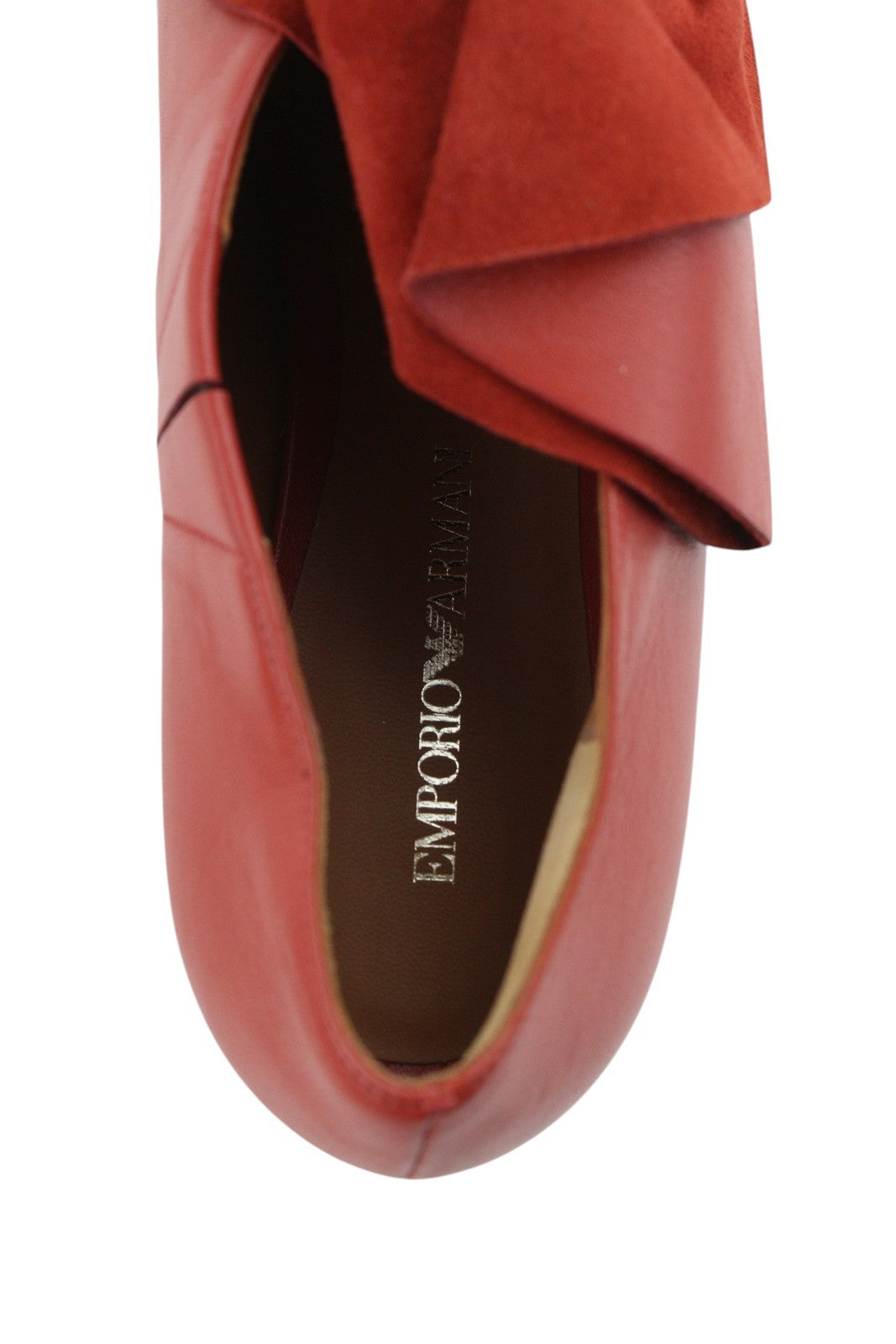 EMPORIO ARMANI X3D223 Women Flats EU37 Red Leather Pointed Slip Casual