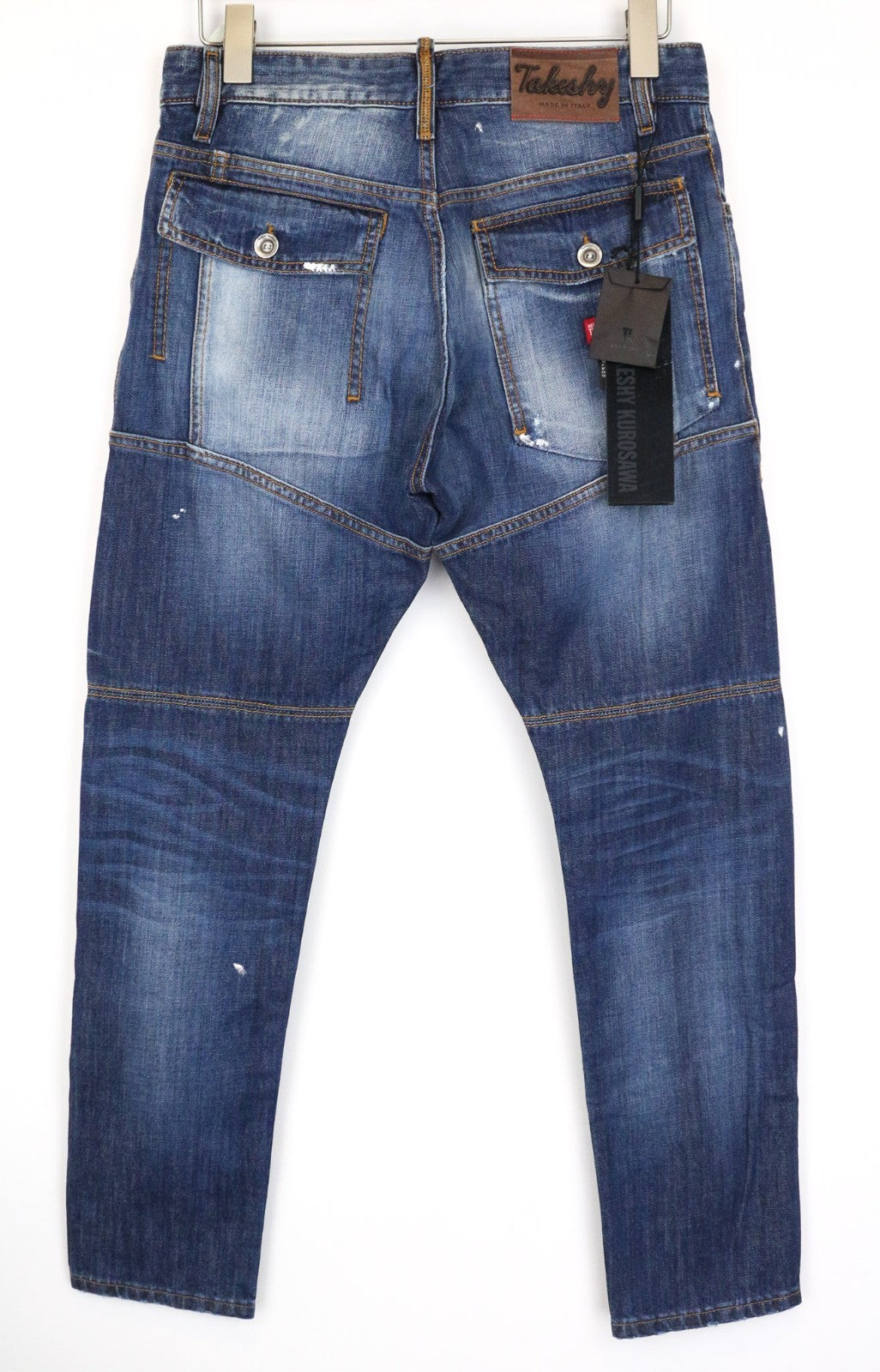 TAKESHY KUROSAWA TK55P Men's Jeans W30 Blue Taper Slim Distressed Button Style