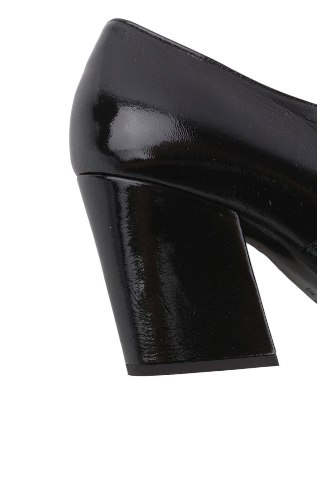 EMPORIO ARMANI Women Heels EU37 Black Patent Square Toe Buckle