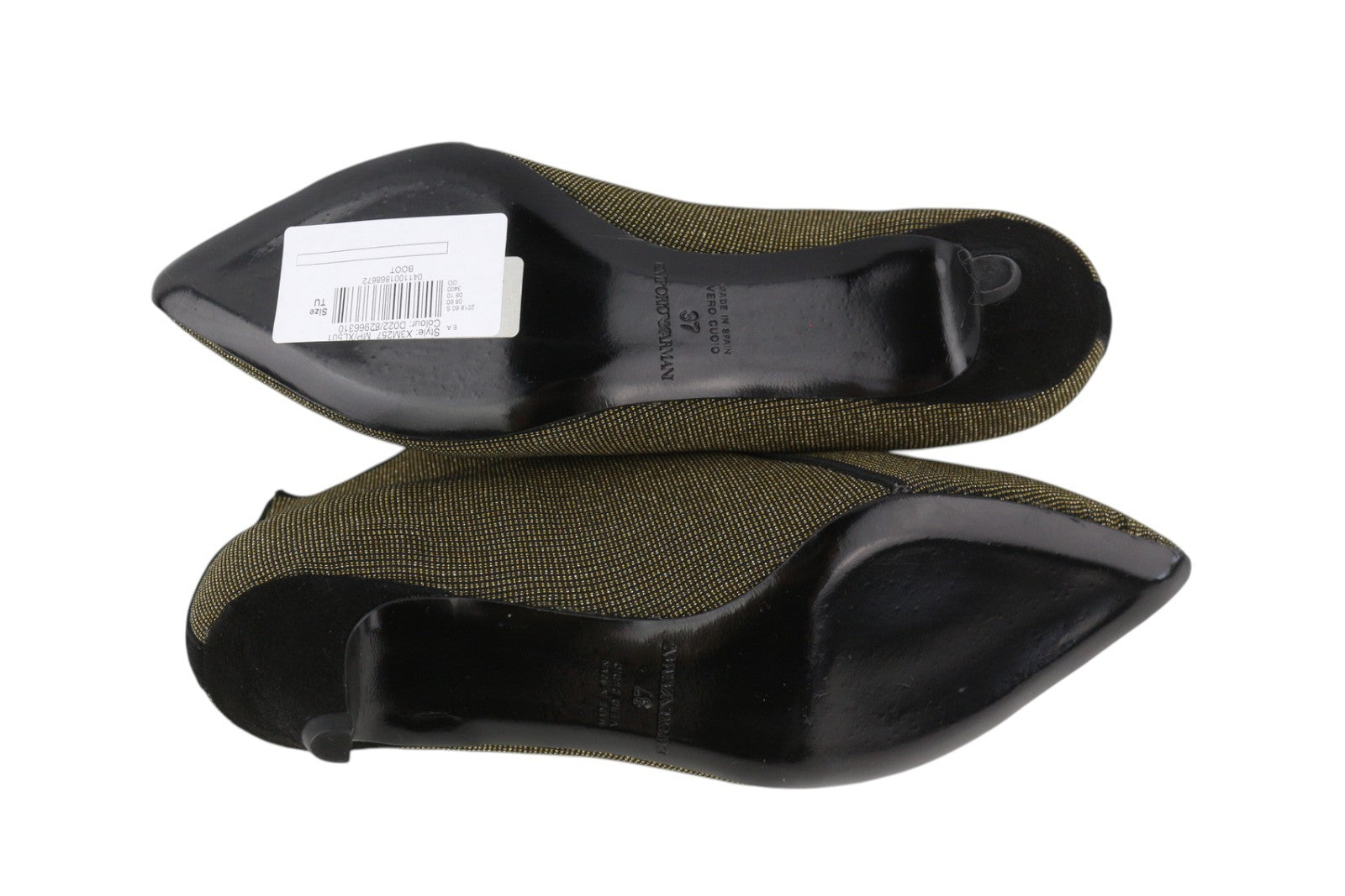 EMPORIO ARMANI X3M257 Women Heels EU37 Brown Glitter Pointed Ankle