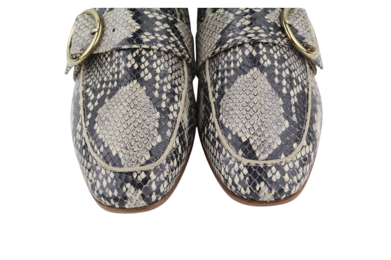 EMPORIO ARMANI Women Boots EU37 Leather Snake Print Ankle Almond Toe