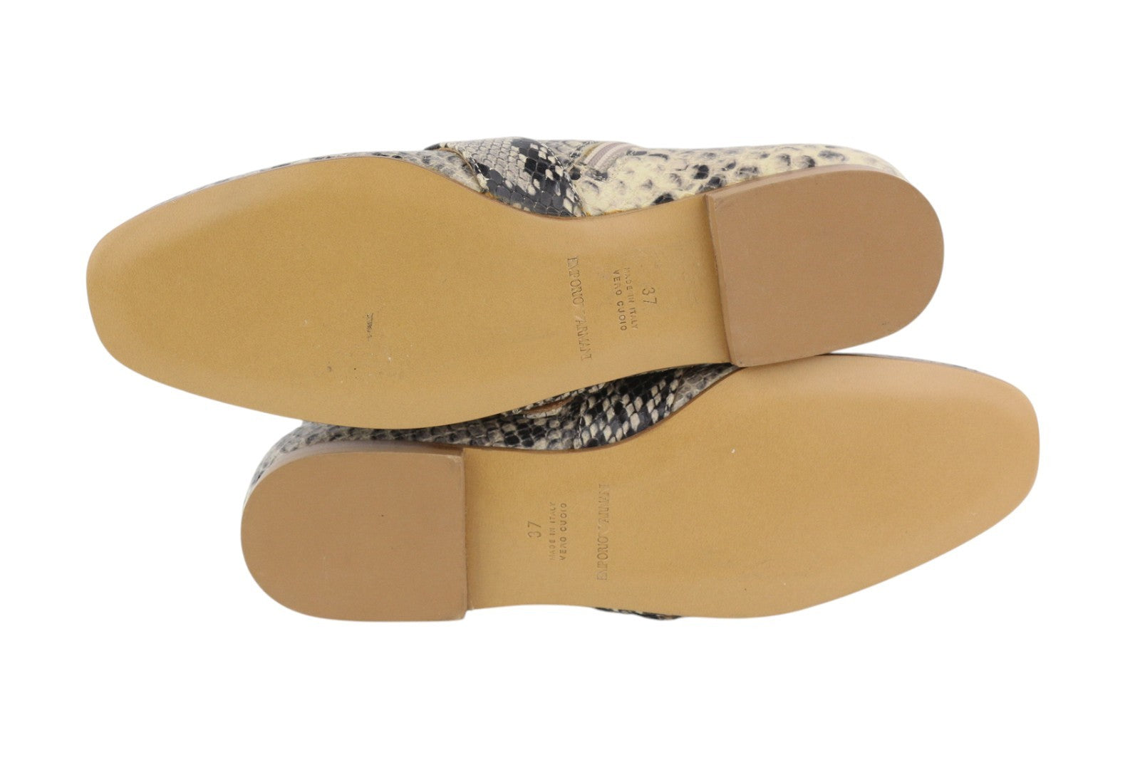 EMPORIO ARMANI Women Boots EU37 Leather Snake Print Ankle Almond Toe