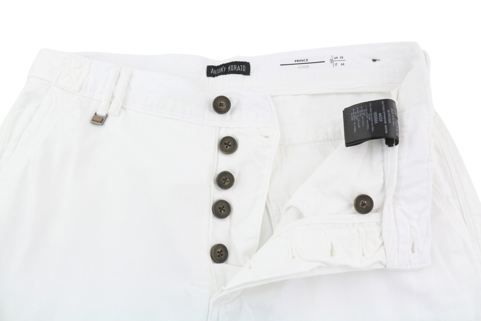 ANTONY MORATO Prince Men Trousers W28 White Linen Loose Button Fly