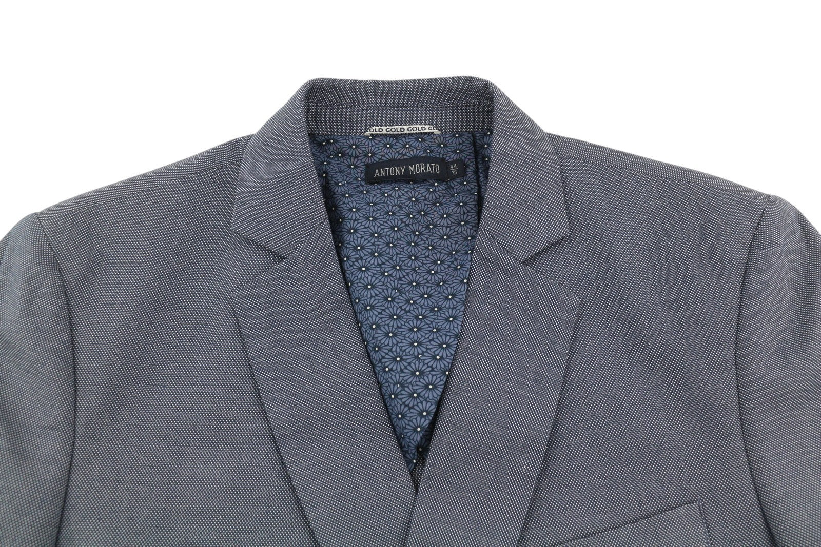 ANTONY MORATO Men Blazer XS Blue Double Breasted Notch Slim Pattern