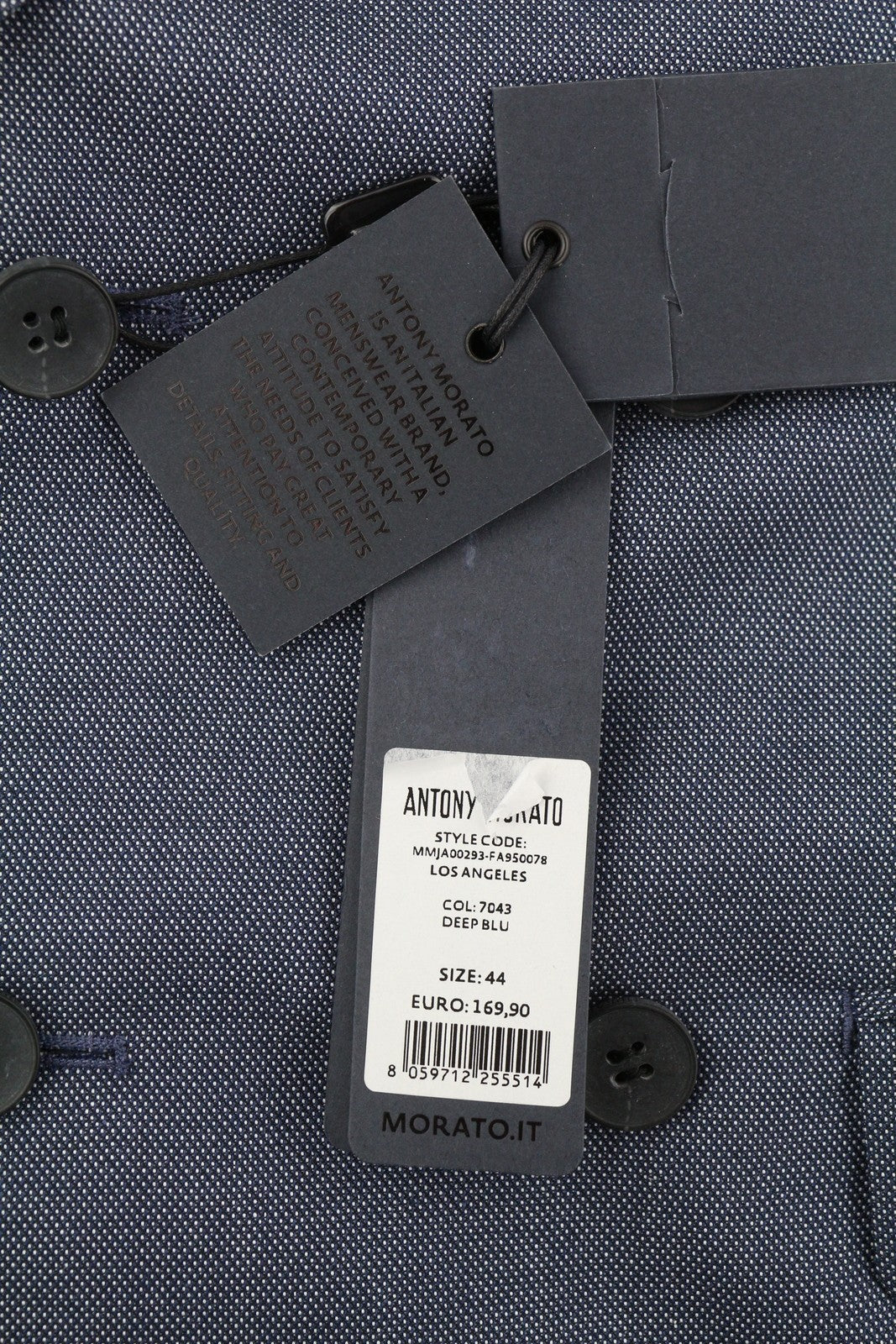 ANTONY MORATO Men Blazer XS Blue Double Breasted Notch Slim Pattern
