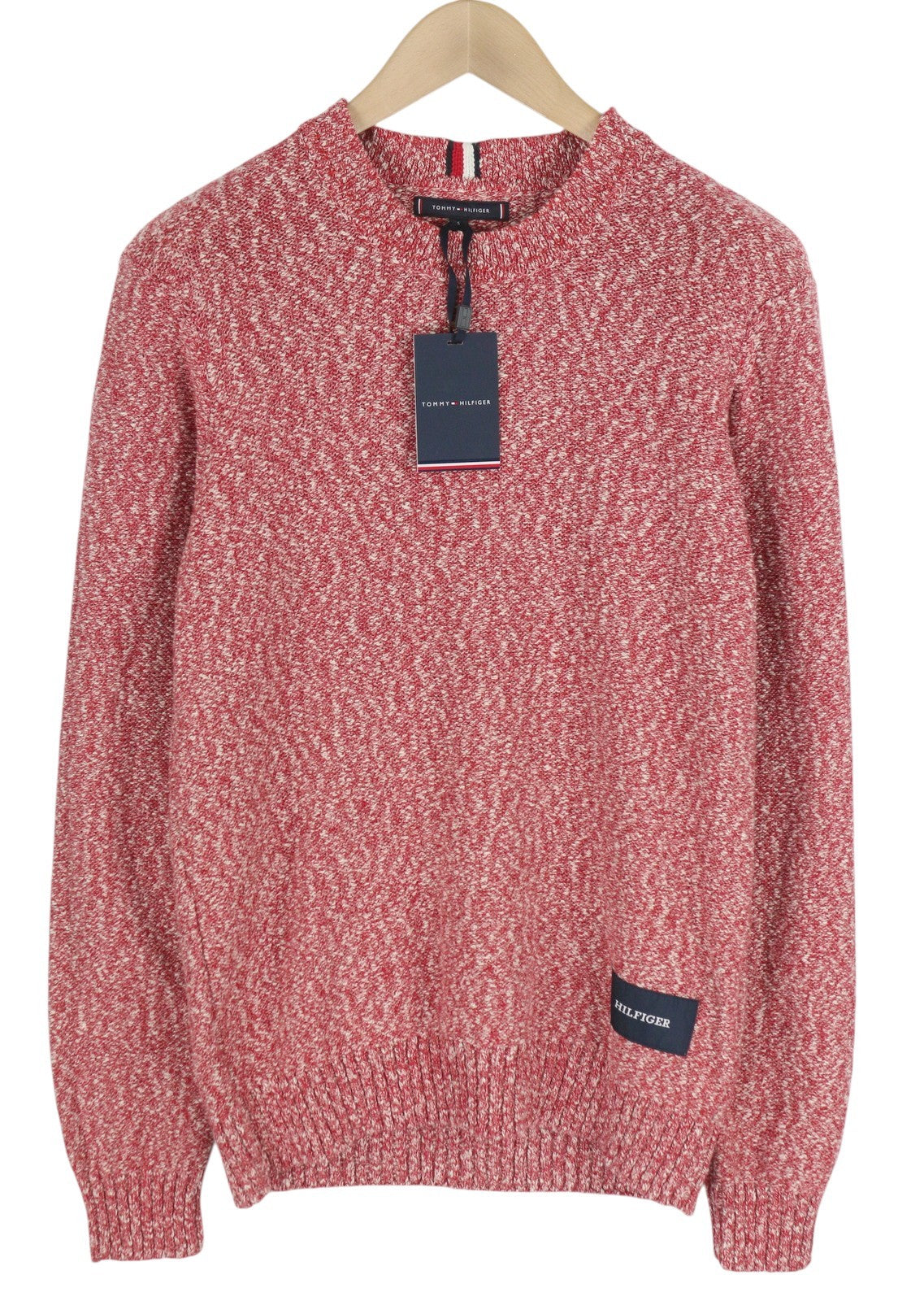 TOMMY HILFIGER Slub Yarn C NK Men Jumper S Red Melange RRP149