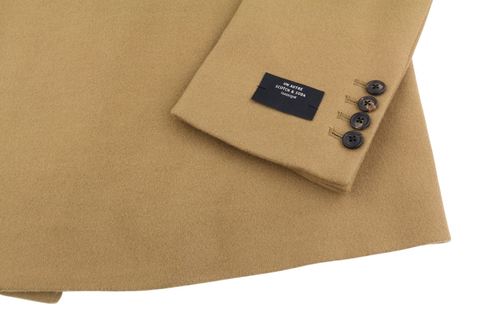 SCOTCH & SODA Men Coat M Brown Double Breasted Peak Lapel Mid-Length