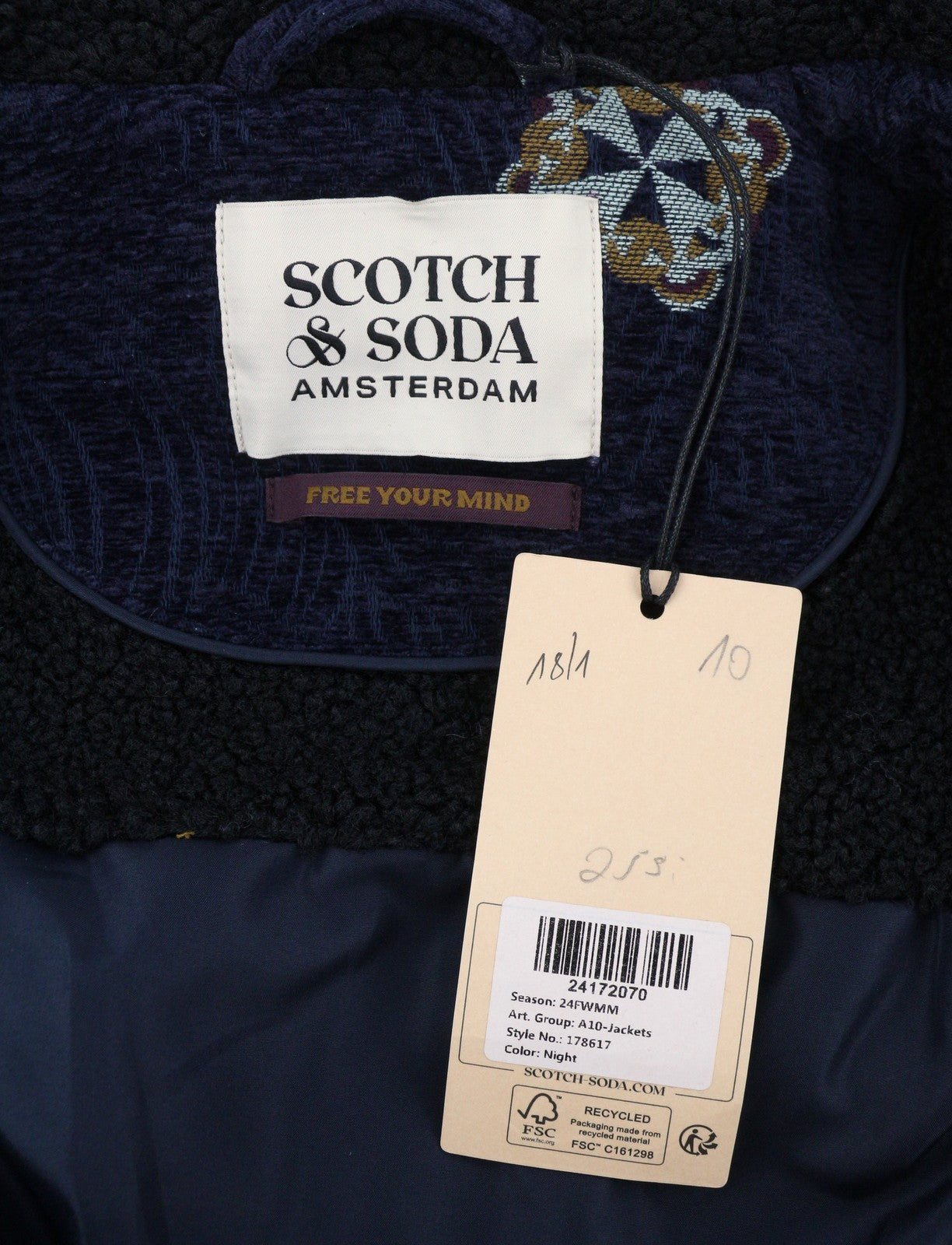 SCOTCH & SODA Swirl Poetry Trucker Men Jacket M Dark Blue JACQUARD RRP260
