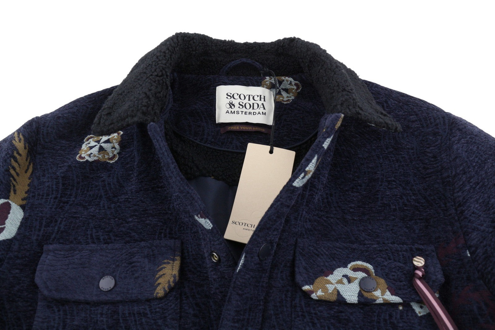 SCOTCH & SODA Swirl Poetry Trucker Men Jacket M Dark Blue JACQUARD RRP260