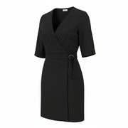 CLAUDIE PIERLOT Rasima Women Dress 38 S Black Crossover Flared Cut RRP225