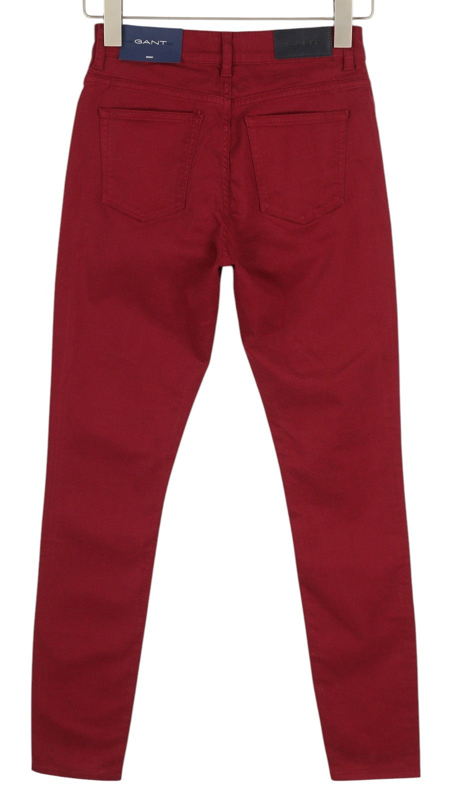 GANT Skinny Satin Women Trousers W26/L32 Dark Red Zip Casual