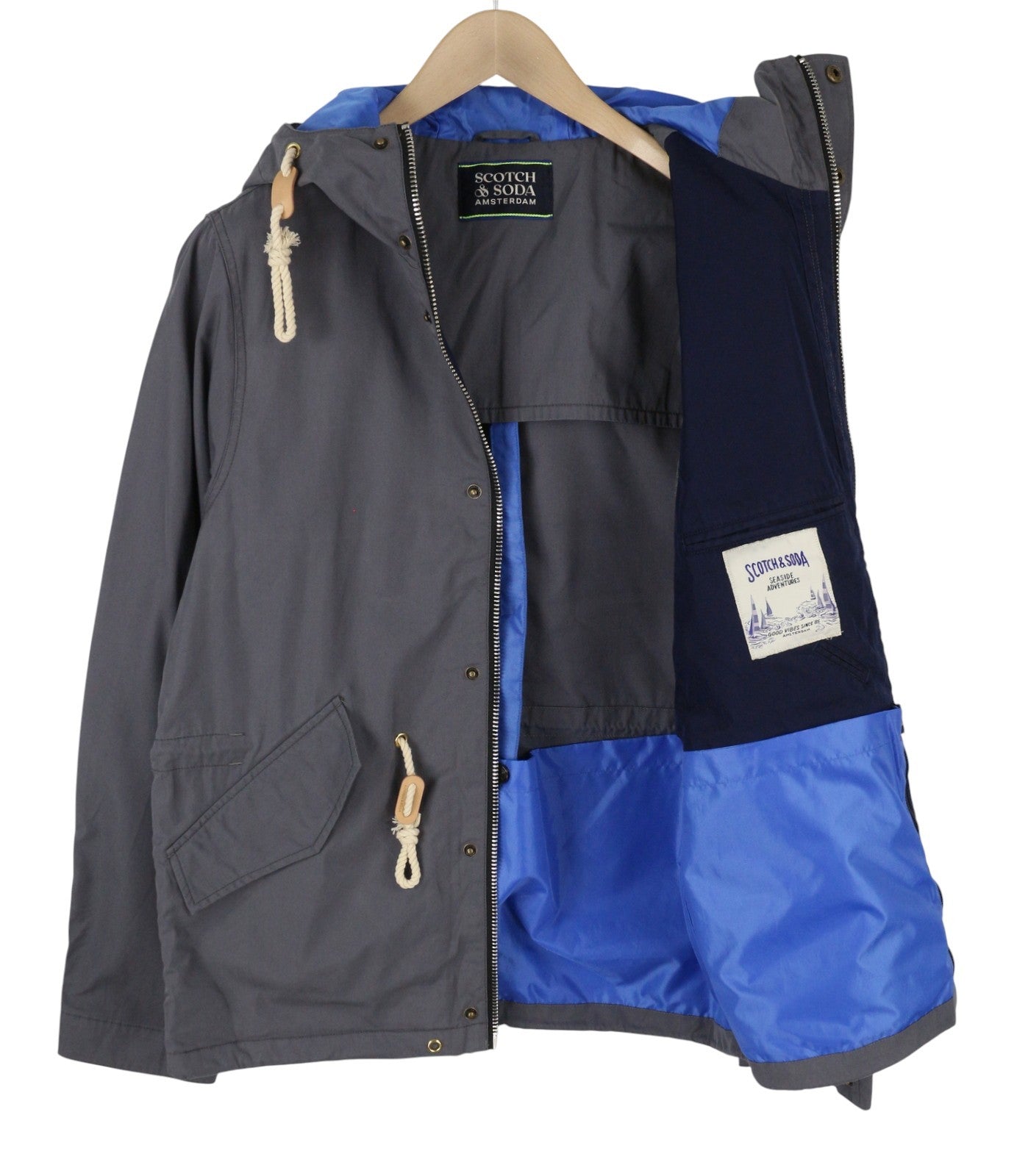 SCOTCH & SODA Men Jacket M Grey Extended Inner Lining Panel Drawstring Waist