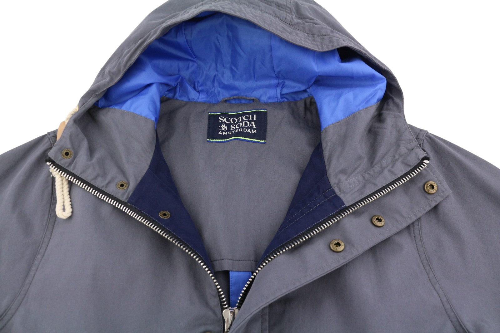 SCOTCH & SODA Men Jacket M Grey Extended Inner Lining Panel Drawstring Waist