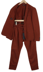 ANTONY MORATO Men Suit L Burgundy Slim Linen Notch 2in1