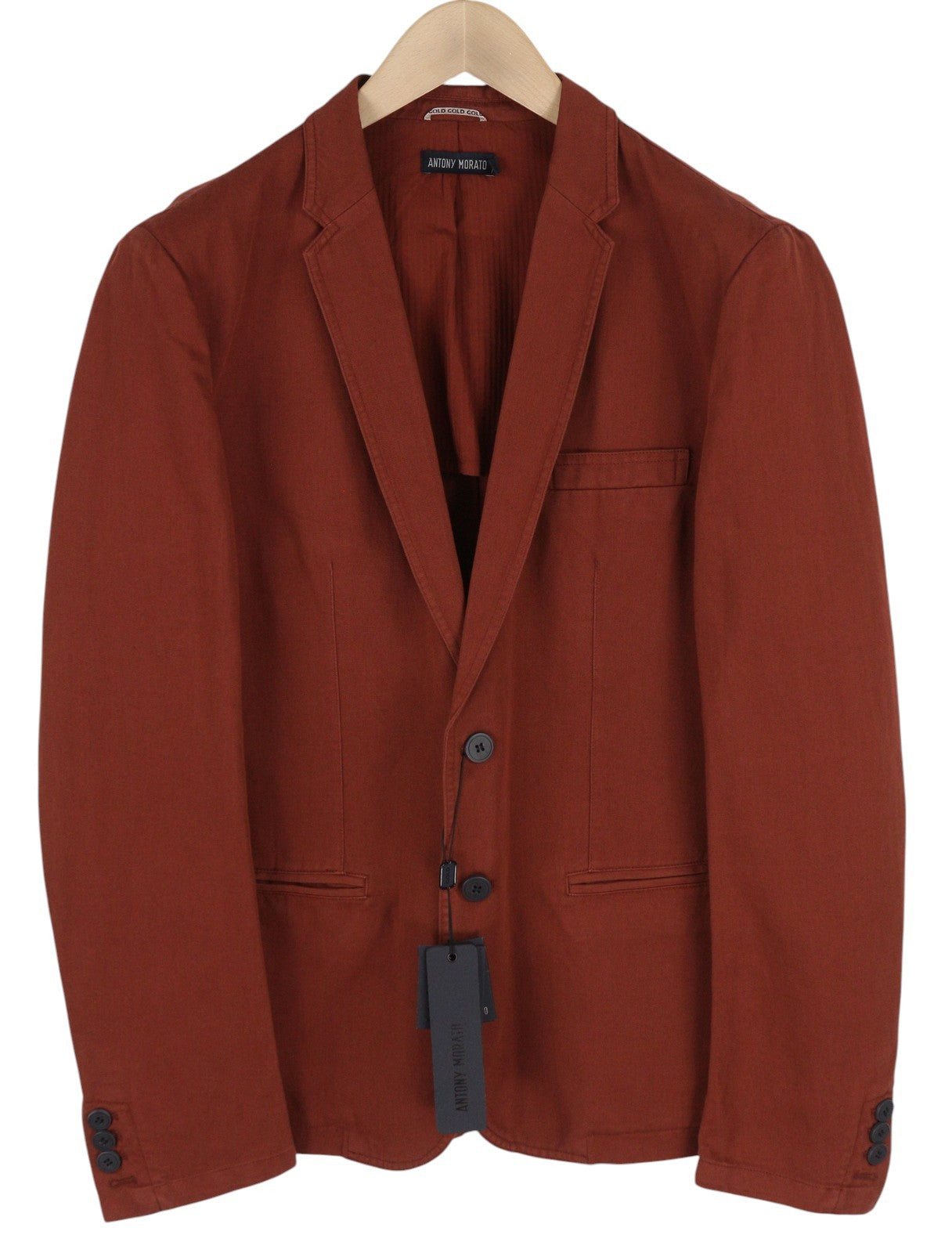 ANTONY MORATO Men Suit M Burgundy Slim Linen Notch 2in1