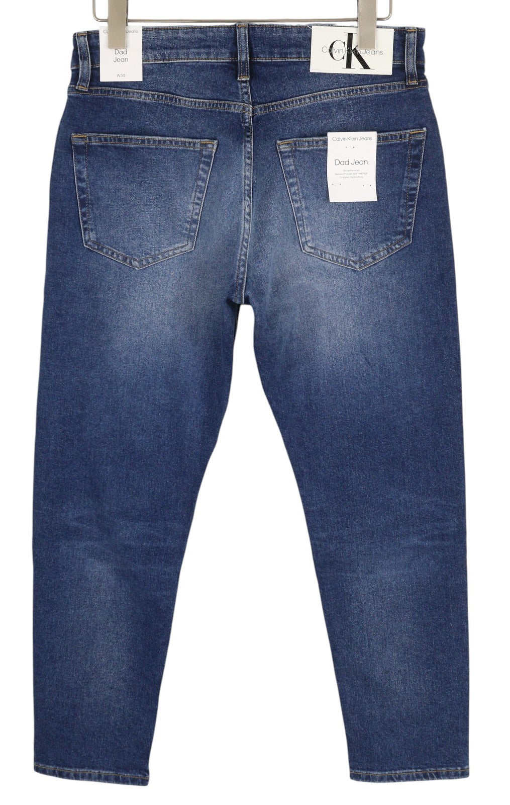 CALVIN KLEIN Dad Men Jeans W30 Blue Faded Cropped Taper Denim