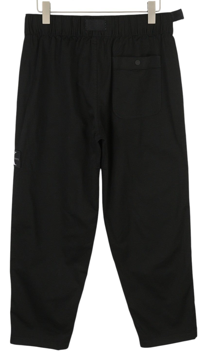 CALVIN KLEIN Belted Straight Men Trousers M Black Drawstring Regular