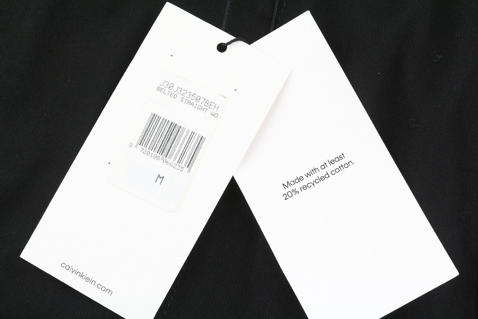 CALVIN KLEIN Belted Straight Men Trousers M Black Drawstring Regular