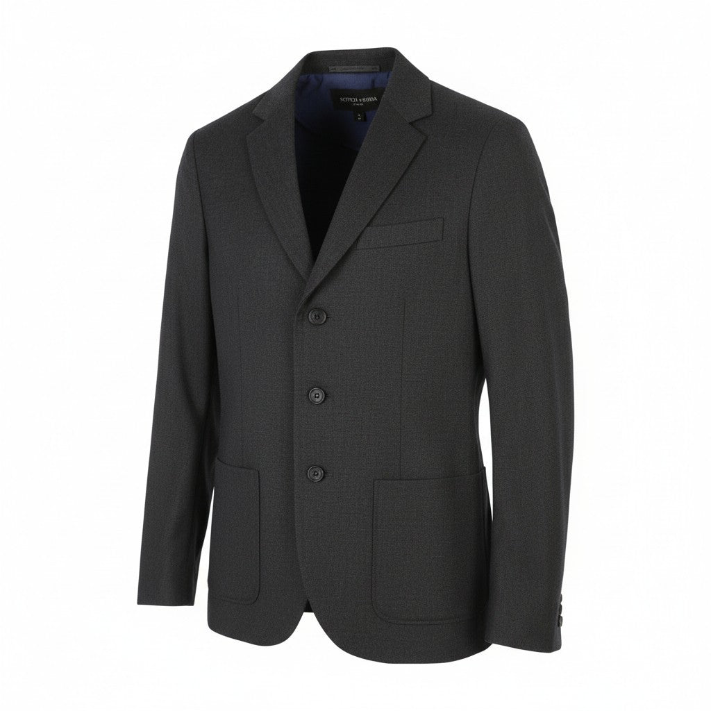 SCOTCH & SODA Men Blazer S Grey Graphite Melange Notch Lapel Half Lined Button